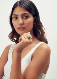 Statement Ring 925 Silber vergoldet glänzend