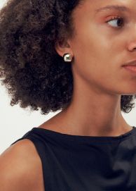 Ohrstecker 925 Silber vergoldet bauchig rund