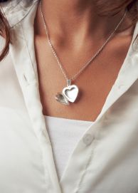 Herz Medaillon 925 Silber mittel glänzend