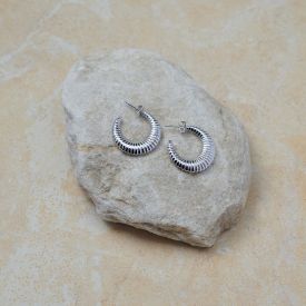 Ohrringe 925 Silber gerillt halbrund